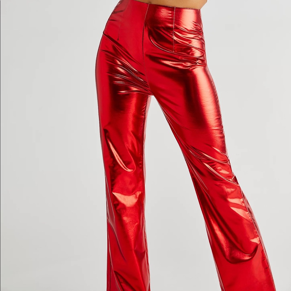 Free People Hosbjerg red vinyl Unique Pants